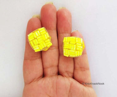 Hand Embroidered Designer Yellow Buttons